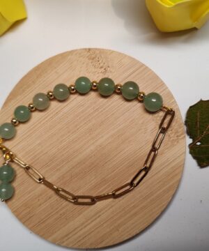 Bienfaits de l'aventurine verte - Bracelet en perles d'aventurine verte et acier inoxydable.
